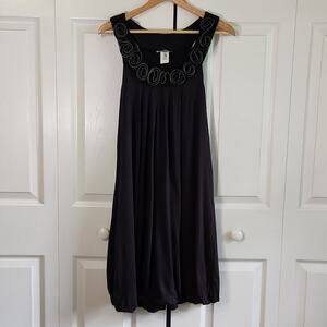 Vintage Vibe Womens Black Dress Size SM Sleeveless Zipper Deco Bubble Hem Unique